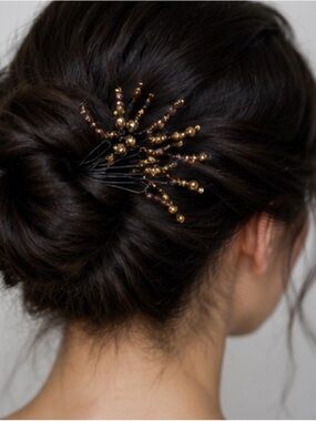 Black and Gold Beaded Hair Pins - Elegant Women’s Hair Accessories